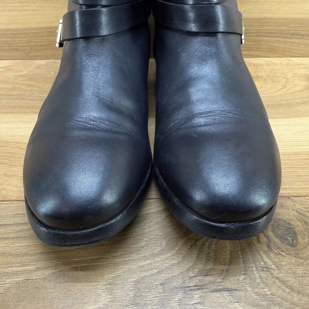 Sezane Womens Ankle Boots 6.5 EU 37 Black‎ Leather Ankle Slip On Equestrian Zip